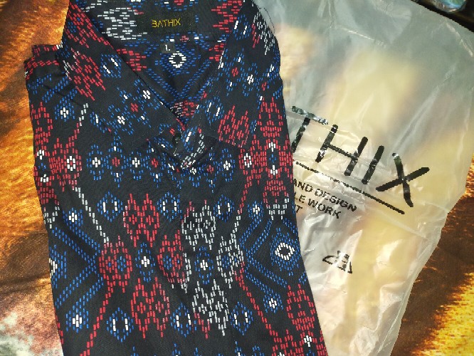 Freypv 8092 A Slimfit Long Black Batik Songket M-l Kemeja Batik