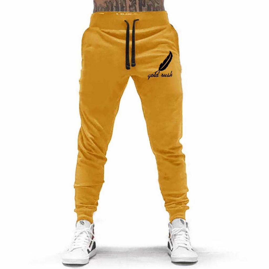 CELANA PANJANG JOGGER BULU AYAM GOLD RUSH UNISEX BAHAN FLEECE TEBAL / KUALITAS BAGUS / JOGGER PRINTING