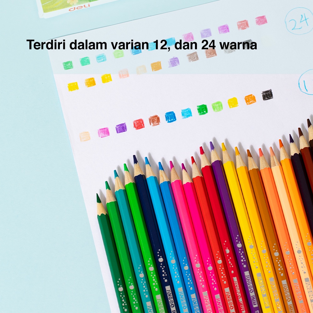 Deli Colored Pencil / Pensil Warna Lucu 12 24 Warna Pewarnaan Cerah EC121-XX Image 4