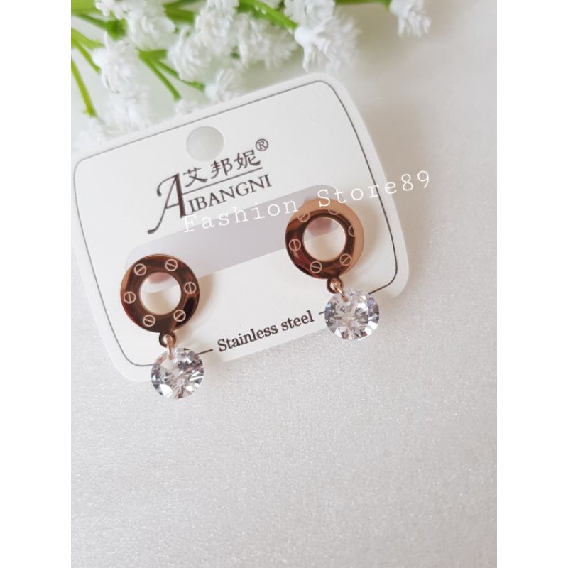 Import Anting tusuk jurai Branded Bahan Titanium Rosegold bestseller bestquality