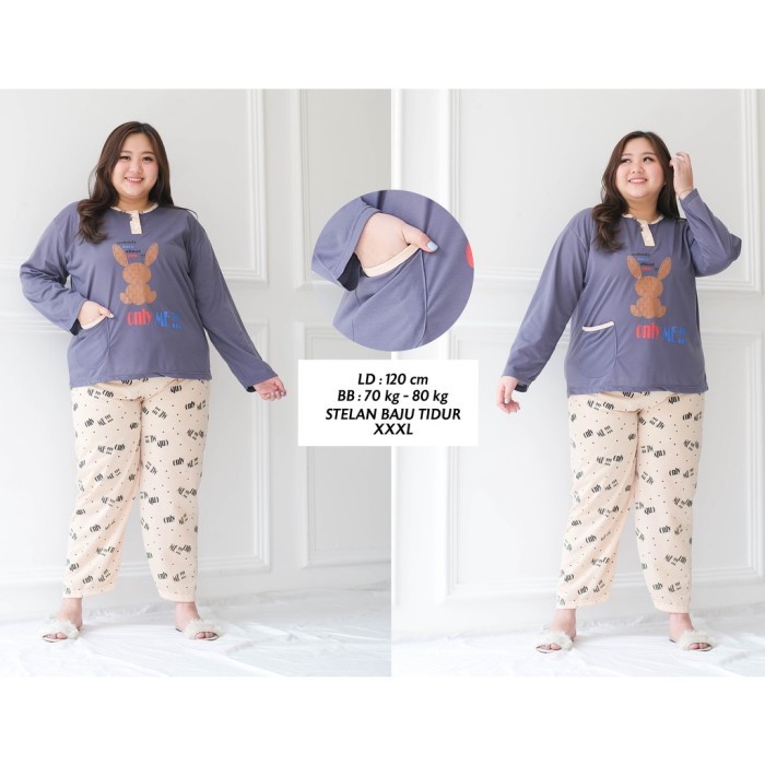 SETELAN PP XXXL PIYAMA SUPER JUMBO LD 120 (BB 70KG MUAT SAMPAI 80KG)