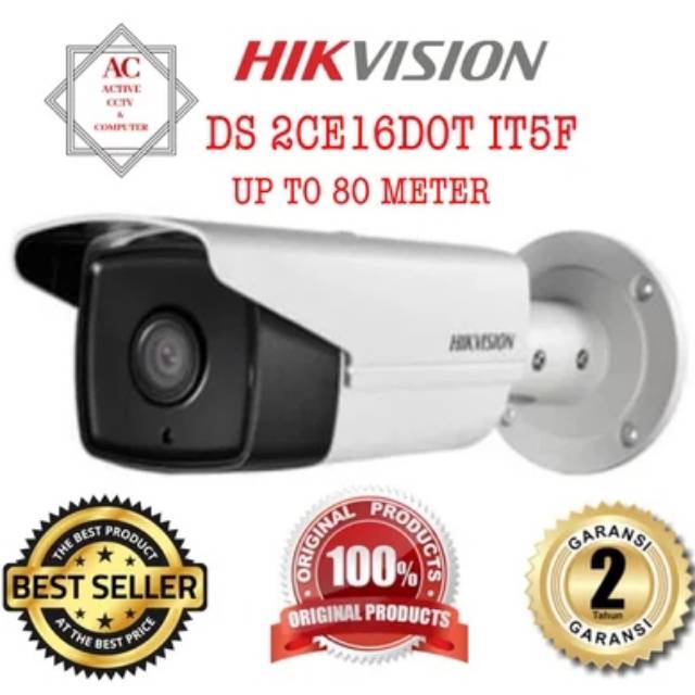 KAMERA CCTV OUTDOOR HIKVISION DS 2CE16D0T IT5F camera 2 mp megapixel FULL HD JARAK UP TO 80 METER