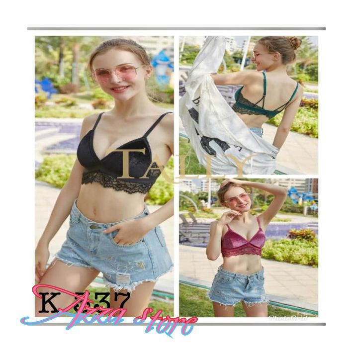AZ266 Bralette Bra wanita BH perempuan pakaian dalam cewek dalaman Sexy Ada Kaitnya warna Hitam ungu