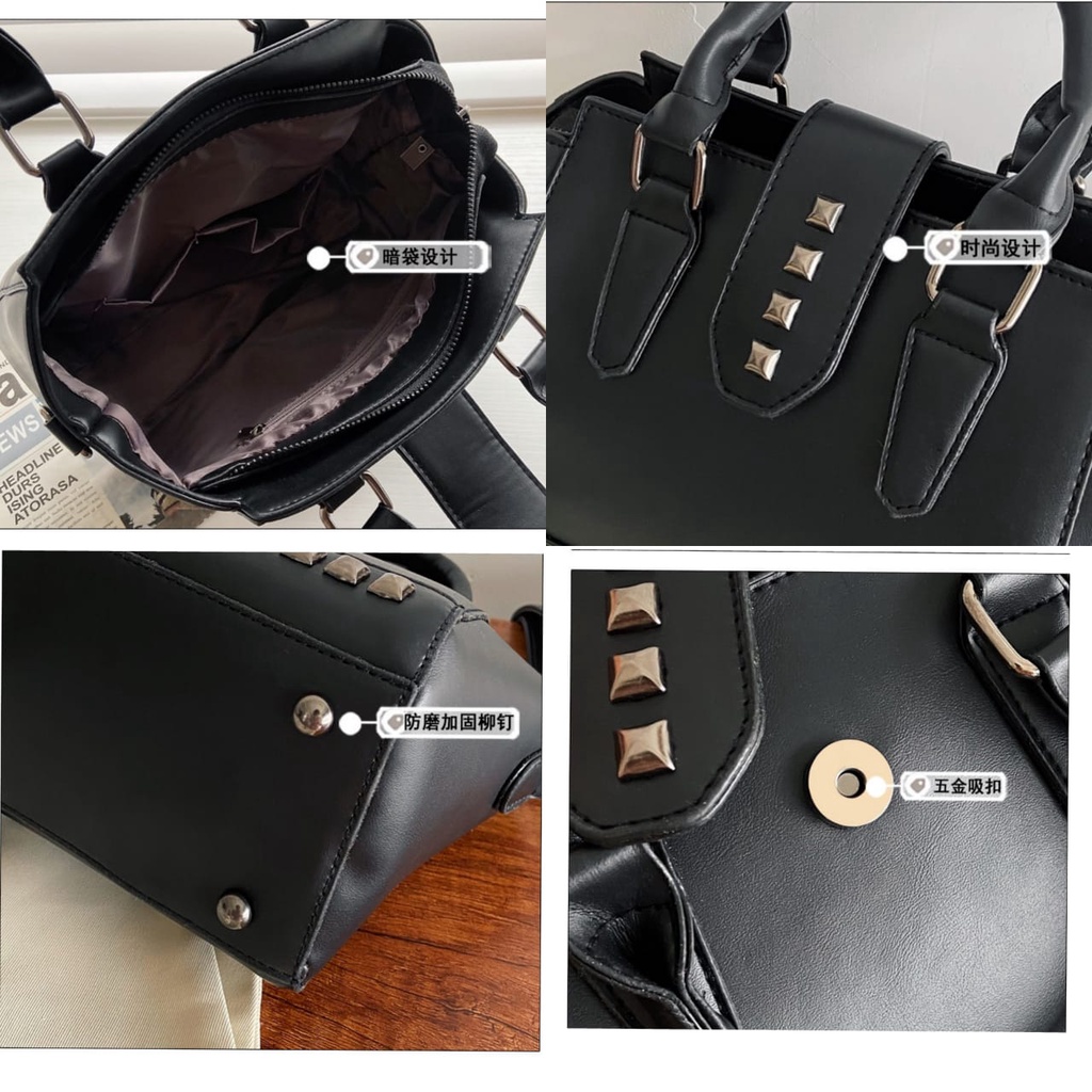 TAS SELEMPANG WANITA KULIT IMPORT PREMIUM HITAM SHOULDER BAG BRANDED ORI FASHION YONNA TA388B5 KOREA