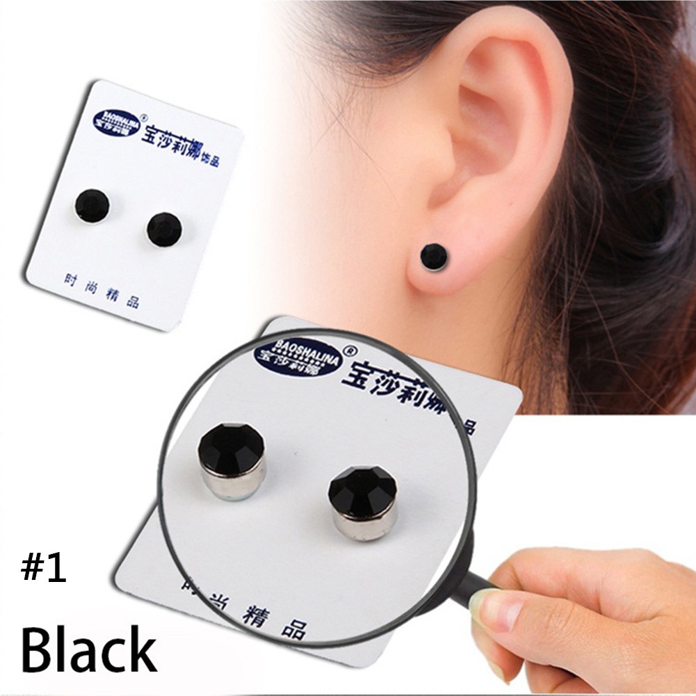 1 Pasang Anting Stud Magnetik Kristal Berlian Imitasi Ukuran 6mm Untuk Terapi Kesehatan Penurunan Berat Badan