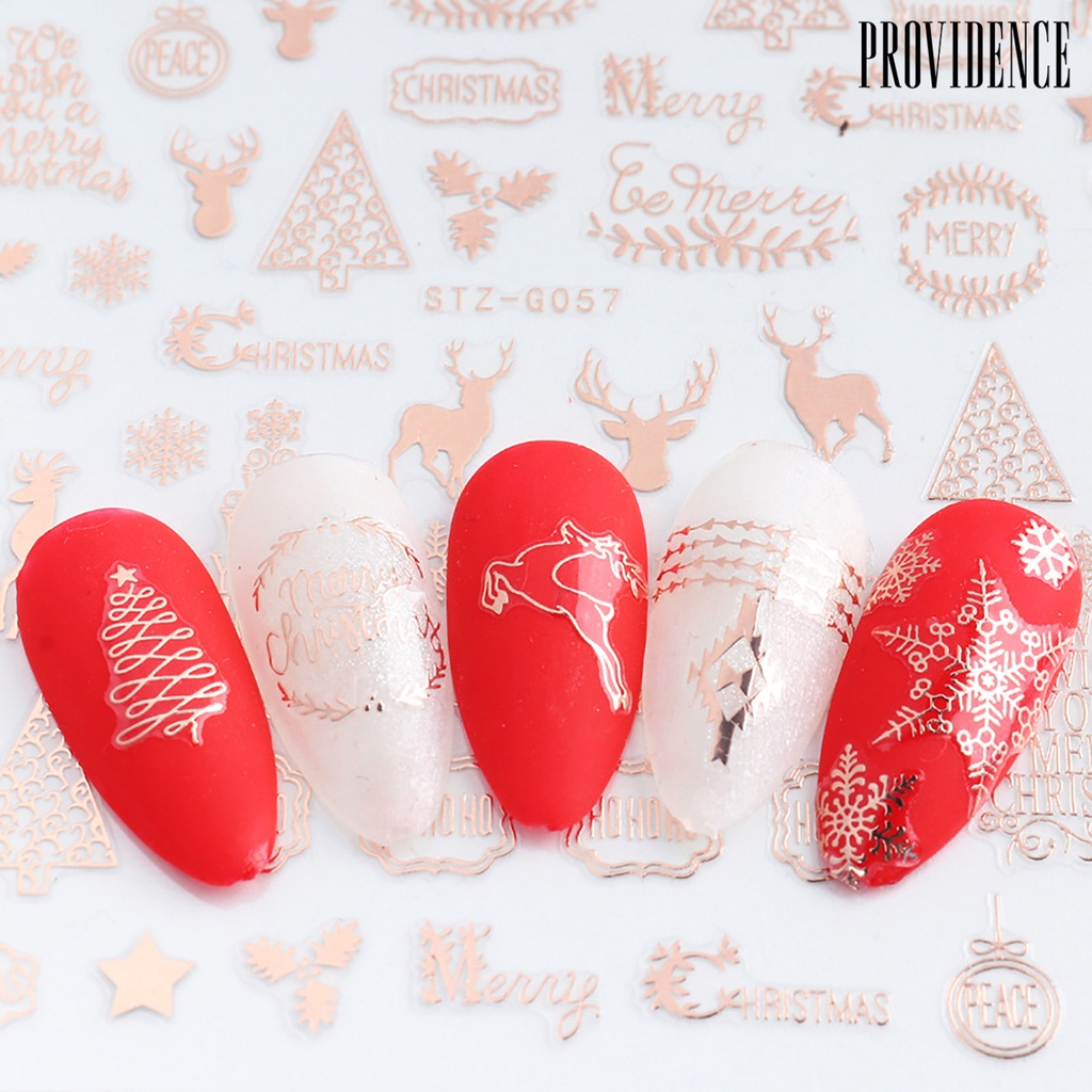 Providence 3Pcs Rose Gold Xmas Snowflake/Elk Nail Sticker Adhesive Decals Manicure Decor