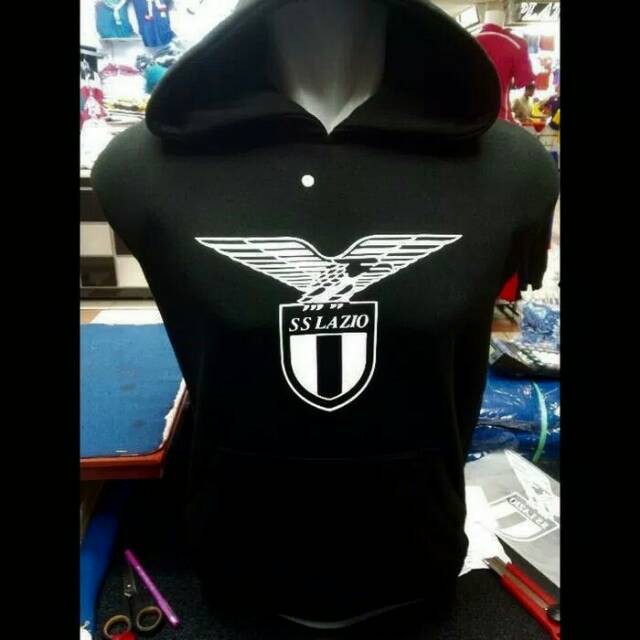 JAKET HOODIE LOGO LAZIO FLEECE HITAM