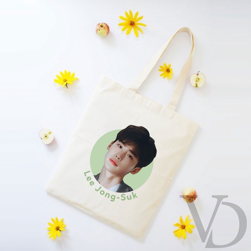 TOTE BAG BAHAN KANVAS KOREAN AKTOR / korean drama TOTE BAG / TAS BELANJA MOTIF KOREA