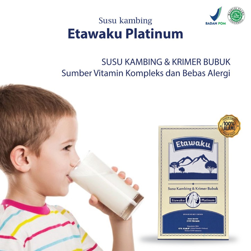 ETAWAKU PLATINUM -SUSU KAMBING ETAWA &amp; KRIMER NABATI BUBUK 200 GR SUSU KUALITAS PREMIUM SEHATKAN TULANG DAN SENDI