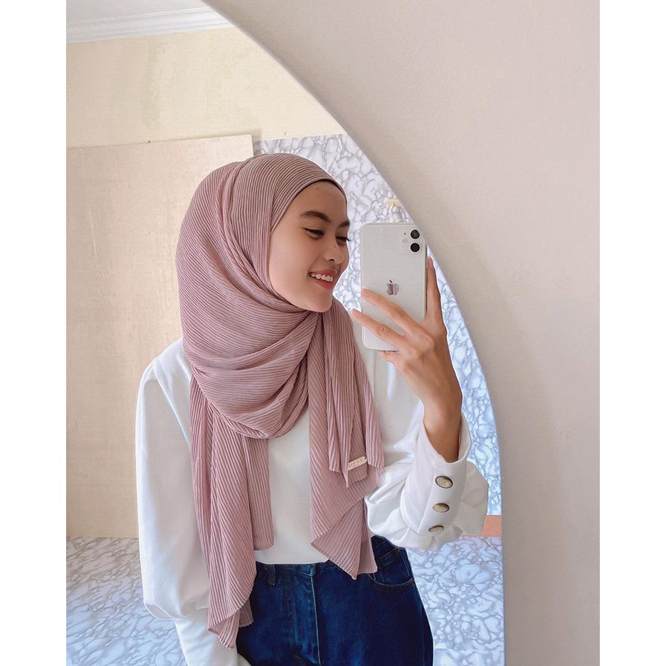 Bisa COD...!!! Hijab OOTD, Pashmina Plisket Ceruty Babydoll Premium Terlaris