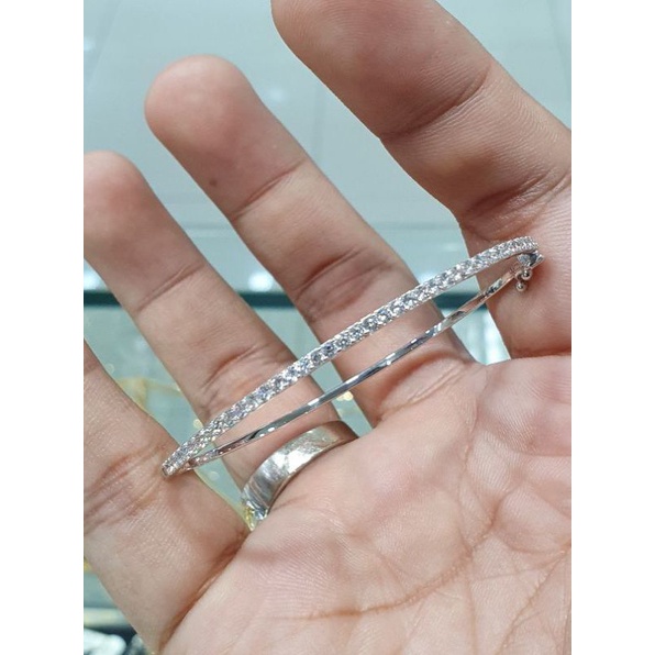 gelang emas putih wanita motif listring full berlian eropa