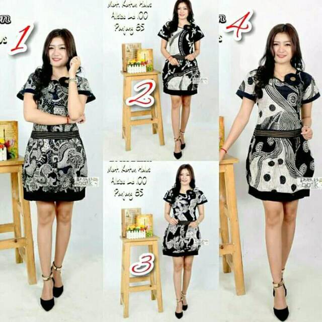 BATIK MONOCHROM DRES BALON -BLOUSE -MODERN -MURAH -ELEGAN -EXCLUSIVE