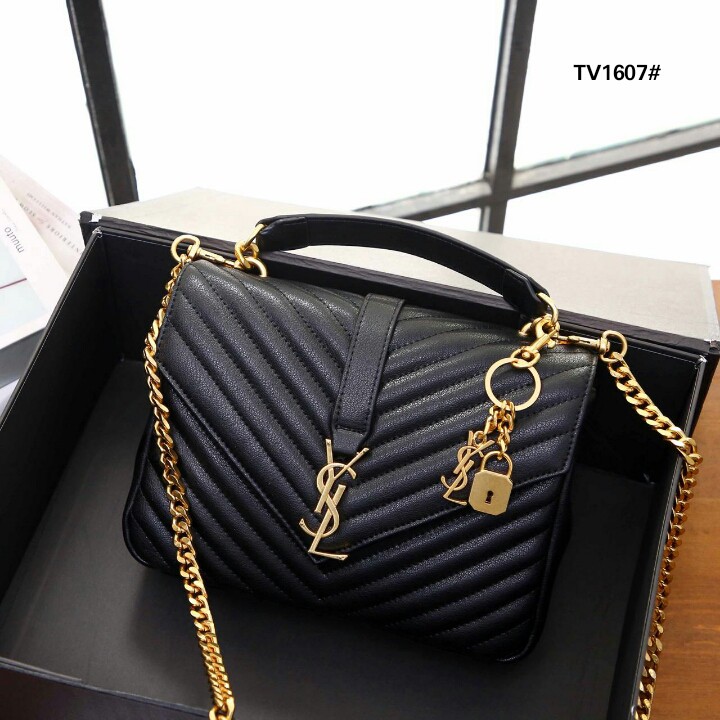 YSL College Medium in Matelasse Leather Bag ( kulit asli )