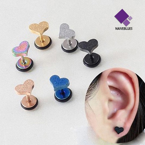 Anting Stud Drop Bentuk Hati Mini Bahan Titanium Stainless Steel Untuk Unisex