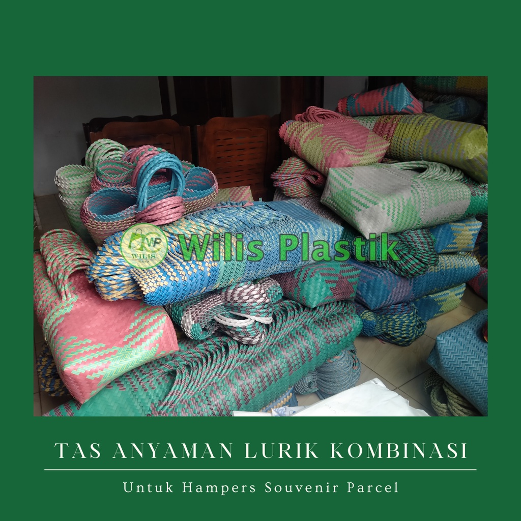 Tas Anyaman Plastik Lurik Jumbo (L) / Tas Anyam  Keranjang Belanja / Tas Bingkisan Hampers Parcel