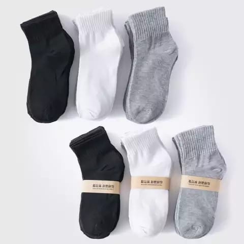 3 pasang kaos kaki olahraga pendek polos bahan katun PE sport socks