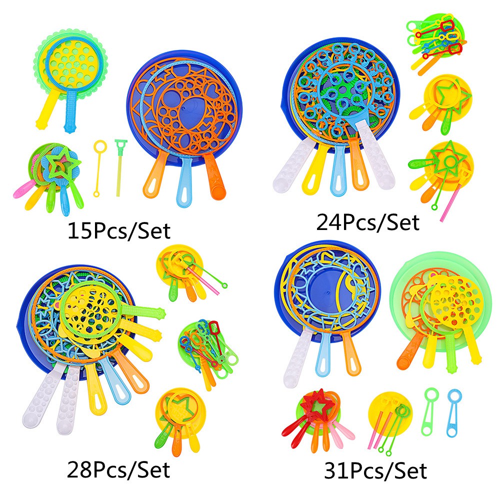 WONDERFUL 15/24/28/31Pcs 15/24/28/31Pcs Bubble Blow Maker Gift Big Bubble Wand Tool Set For Kids New Children Toys Funny Outdoor Activities