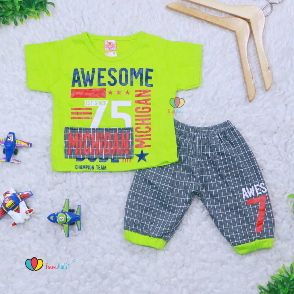 Setelan Devano uk Bayi-3 Tahun / Export Class Set Baby Boy Anak Laki Celana Lengan Bahan Kaos