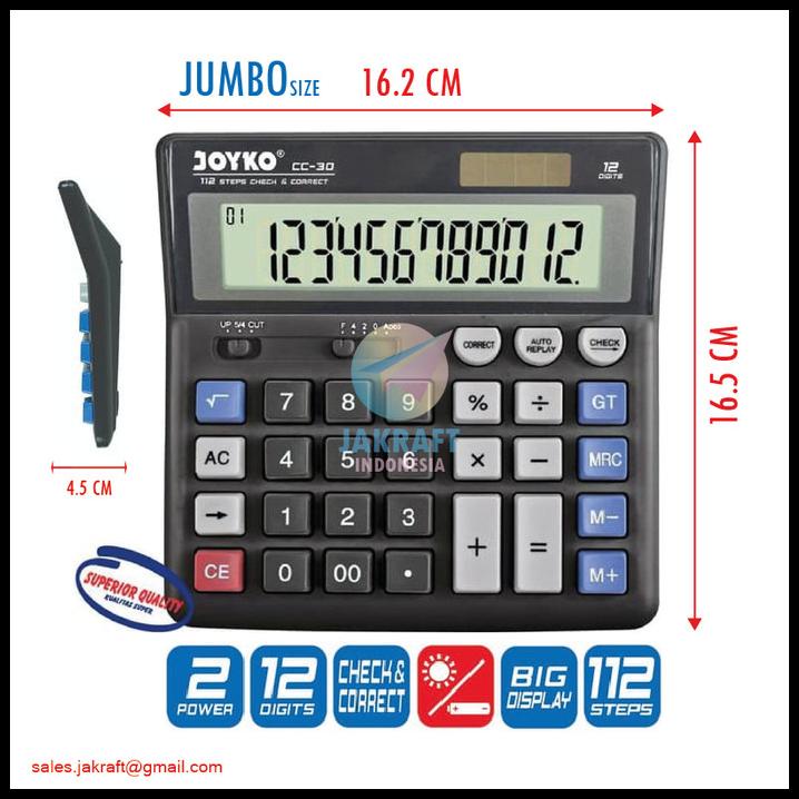 

Kalkulator Calculator Jumbo 12 Digit Check Correct Joyko Cc-30