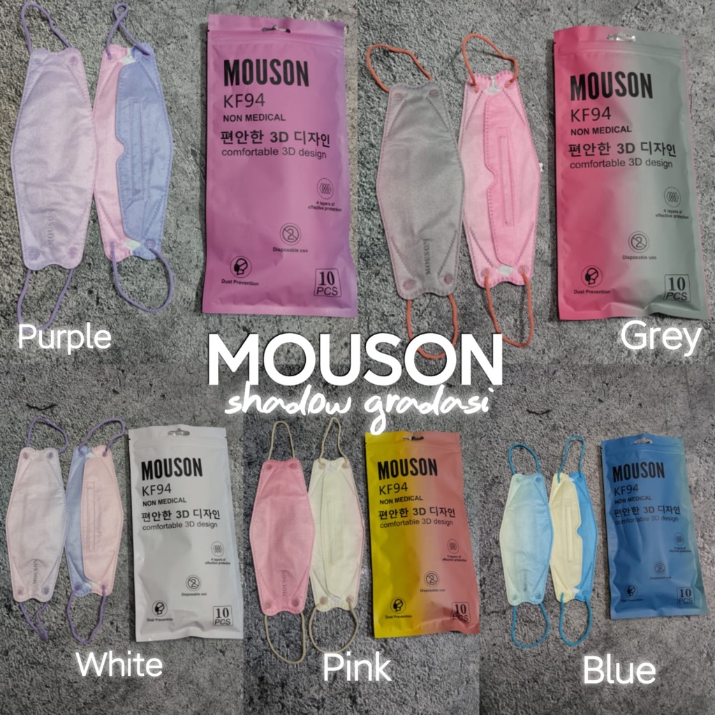 SHADOW GRADASI KF94 MOUSON - MASKER KF94 4PLY MOUSON SHADOW OMBRE PELANGI MEDICAL GRADE