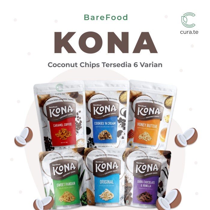 

TERLARIS BAREFOOD KONA COCONUT CHIPS KERIPIK KELAPA | SNACK CEMILAN DIET SEHAT - Original