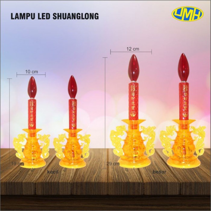 Lampu Budha - Lampu Meja Altar Sembahyang Led Model Naga Shuang Long Besar