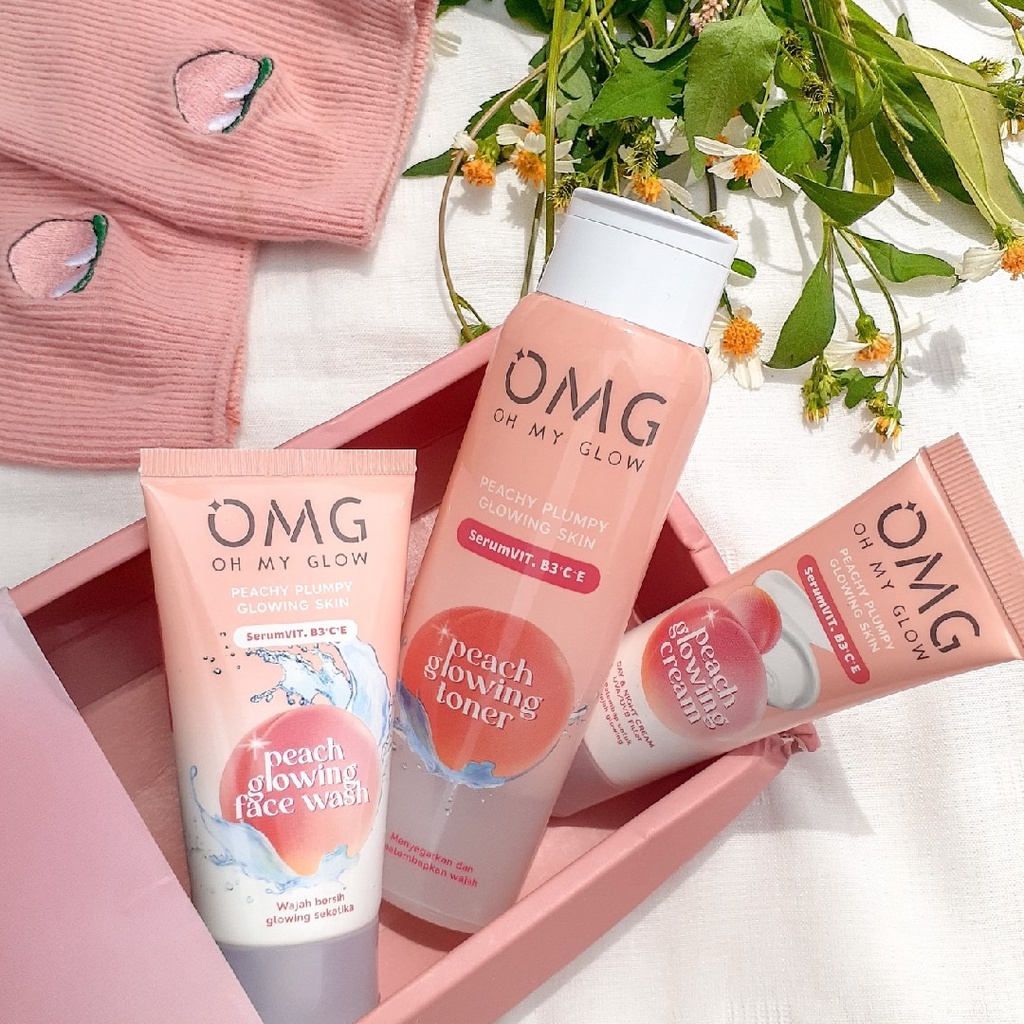 OMG Oh My Glow Peach Glowing Cream Toner Face Wash - Untuk Kulit Glowing &amp; Cerah Merona