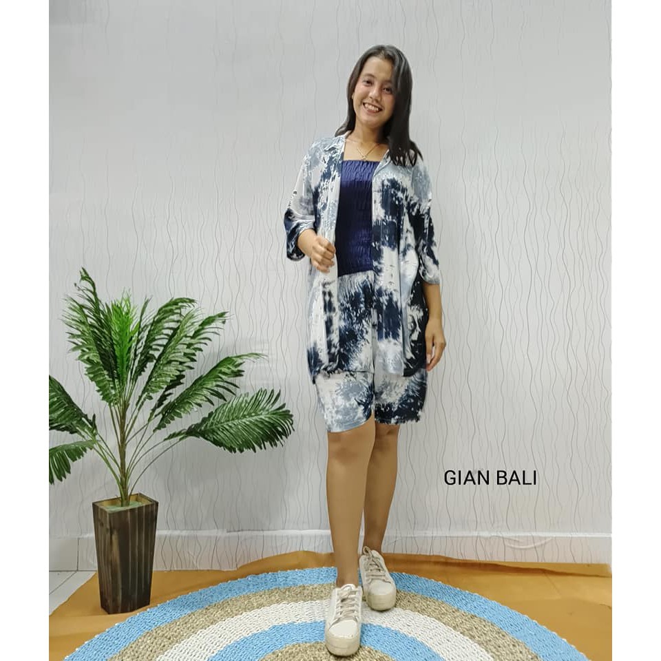 Setelan Tie Dye Lengan Pendek