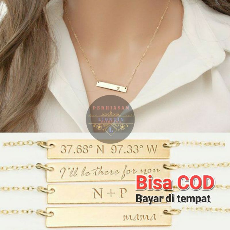 KALUNG CUSTOM PERSEGI UKIR NAMA LAPIS EMAS 24K  | ANTI KARAT DAN LUNTUR