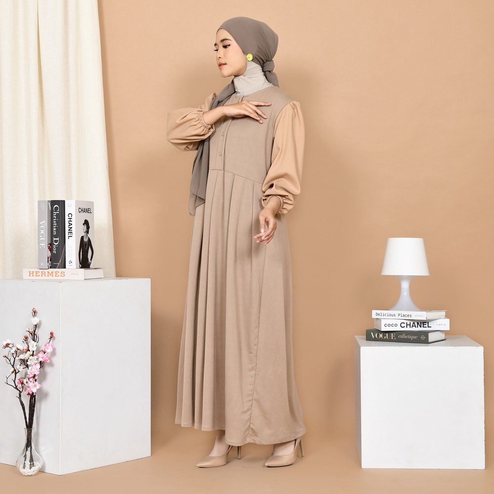 Mybamus Tisha Plit Dress Khaki M15932 R29S1 - Gamis Muslim-6