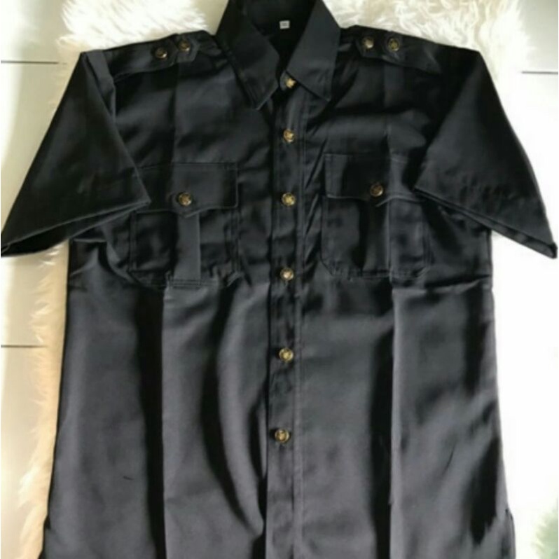 Baju Safari HITAM Lengan Pendek