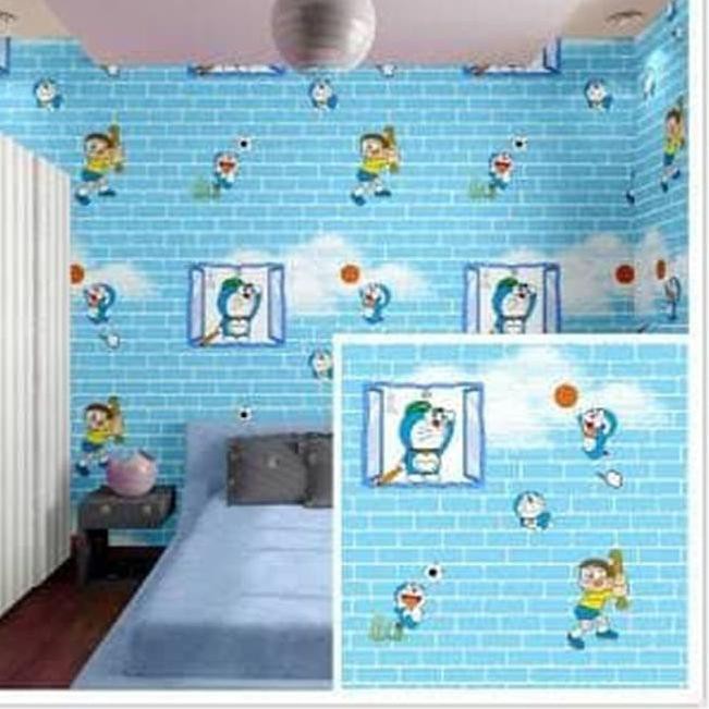 Wallpaper Sticker Kartun Doraemon Nobita Bata Biru Dekorasi Kamar Anak Tembok Ruang Tamu Keluarga K Shopee Indonesia