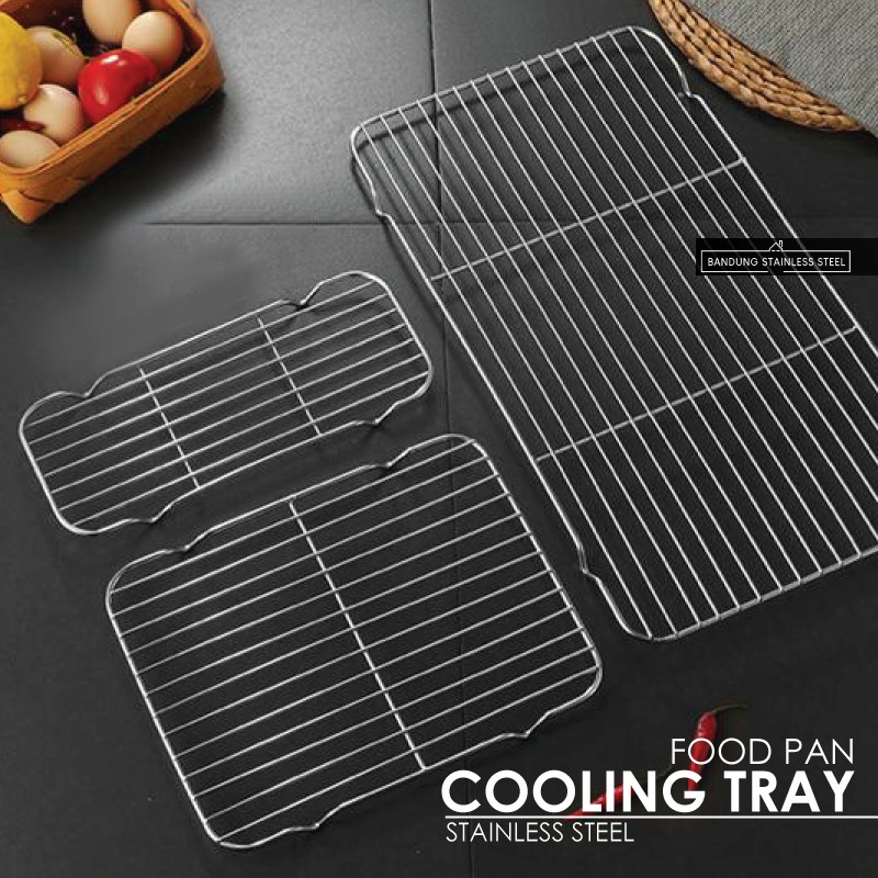 Cooling Tray Food Pan 1/3 Tatakan Saringan Peniris Minyak Panggangan Multifungsi Medium Large