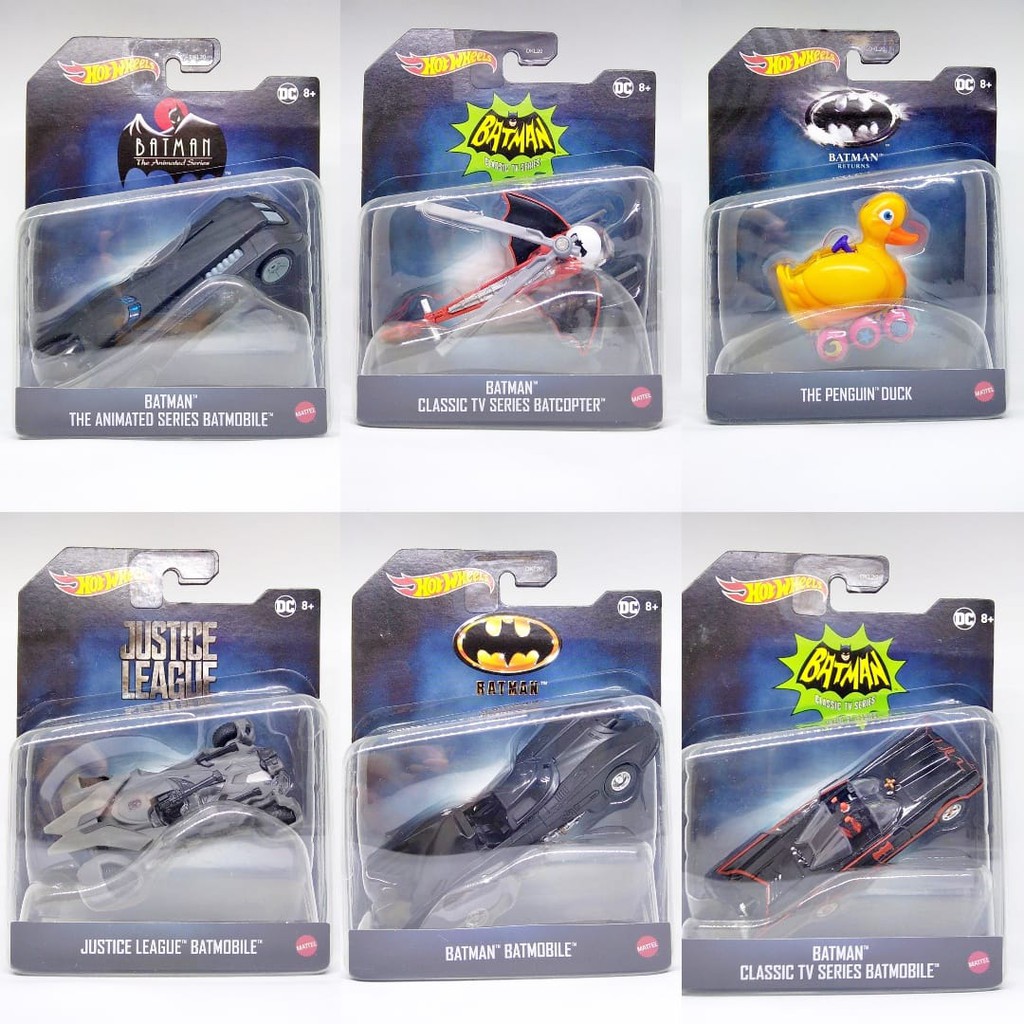 Hot Wheels BATMAN The Animated TV Series Batmobile Classic Batcopter Justice League Penguin Duck HW