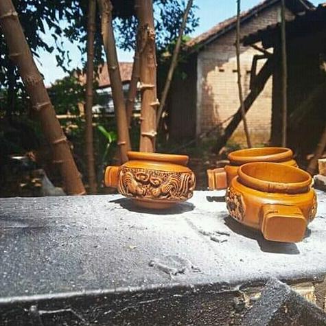 cusss order] cepuk tempat makan minum kayu jati ukir variasi sangkar burung