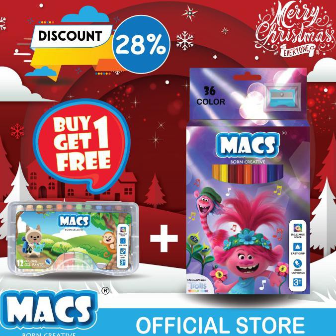 

Holiday Bundle2 36 Trolls color pensil+12 warna oil pastel crayon MACS