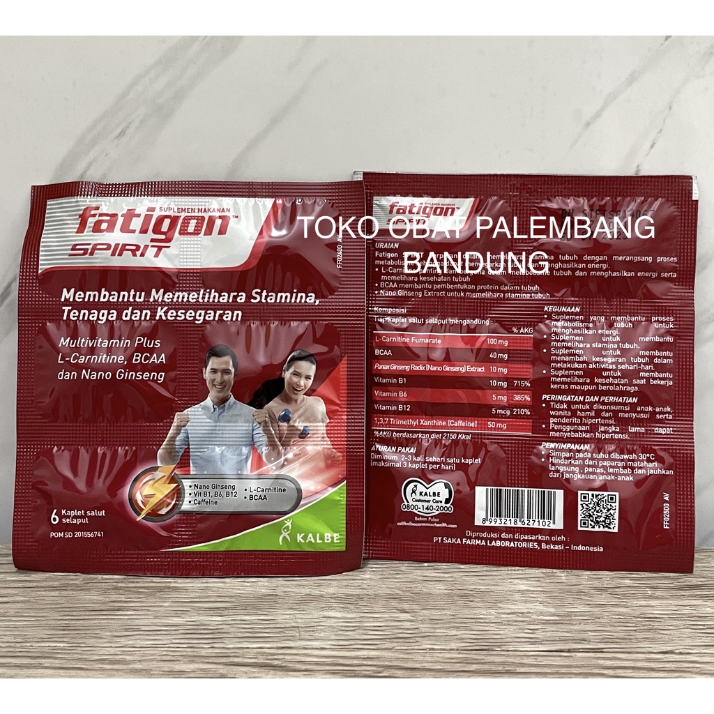 FATIGON SPIRIT 6 KAPLET SALUT SELAPUT STAMINA TENAGA KESEGARAN MULTIVITAMIN FATIGON MERAH