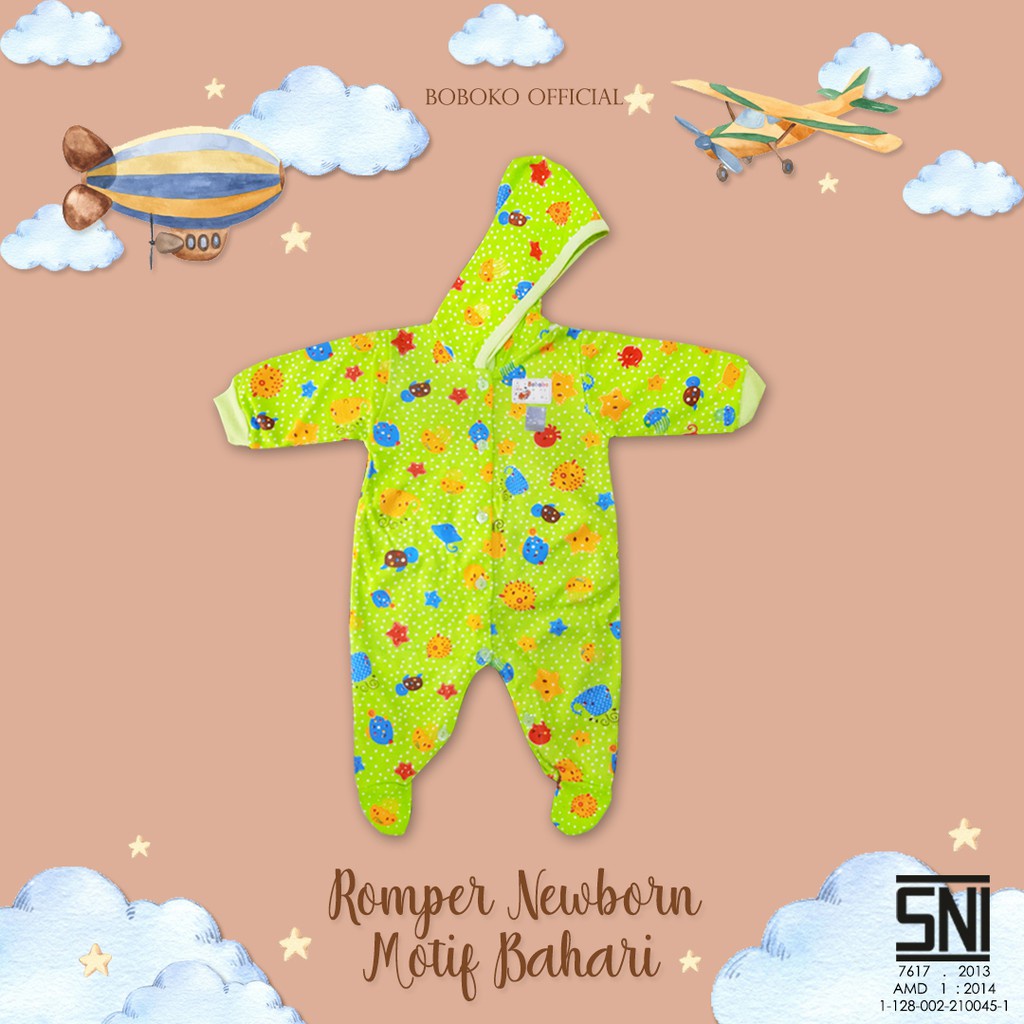 BOBOKO BAJU JUMSUIT BAYI  LENGAN TUTUP MOTIF RANDOM