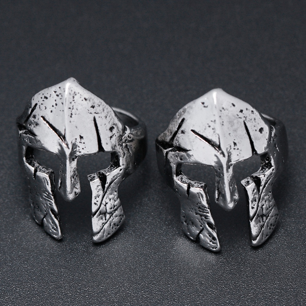 Huluboy 2 Pcs Cincin Terbuka Model Helm Spartan Gaya Vintage Untuk Pria / Pesta