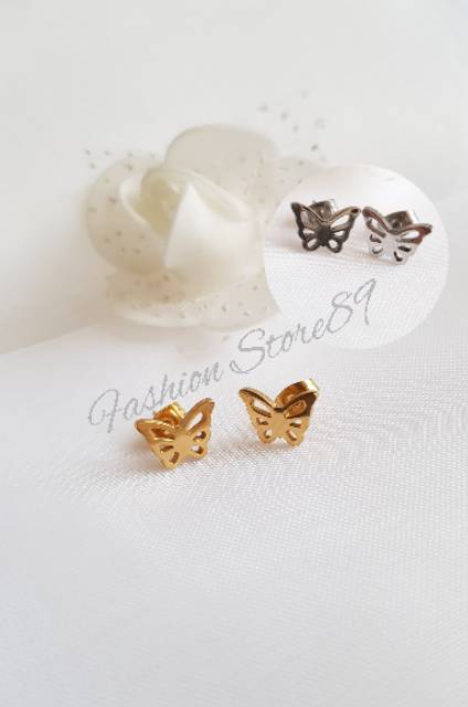 Anting Tusuk import titanium gold white Antikarat anting simple Titanium antikarat