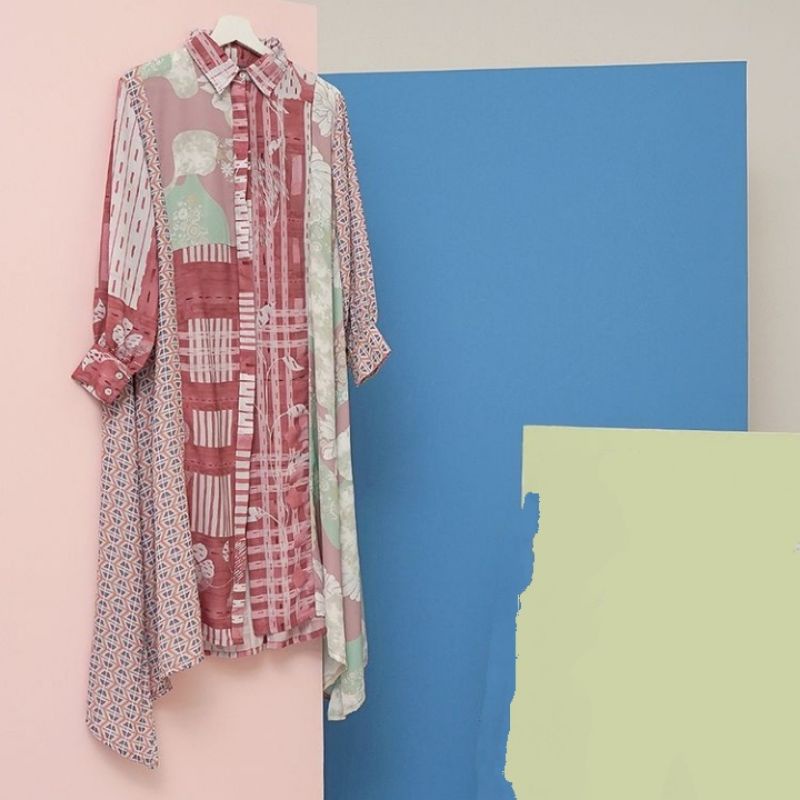 Benang Jarum Nami Shirt Dress - Red (M)