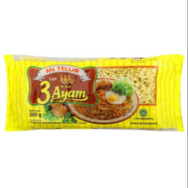 

Mie Telur cap 3 Ayam 200 gr