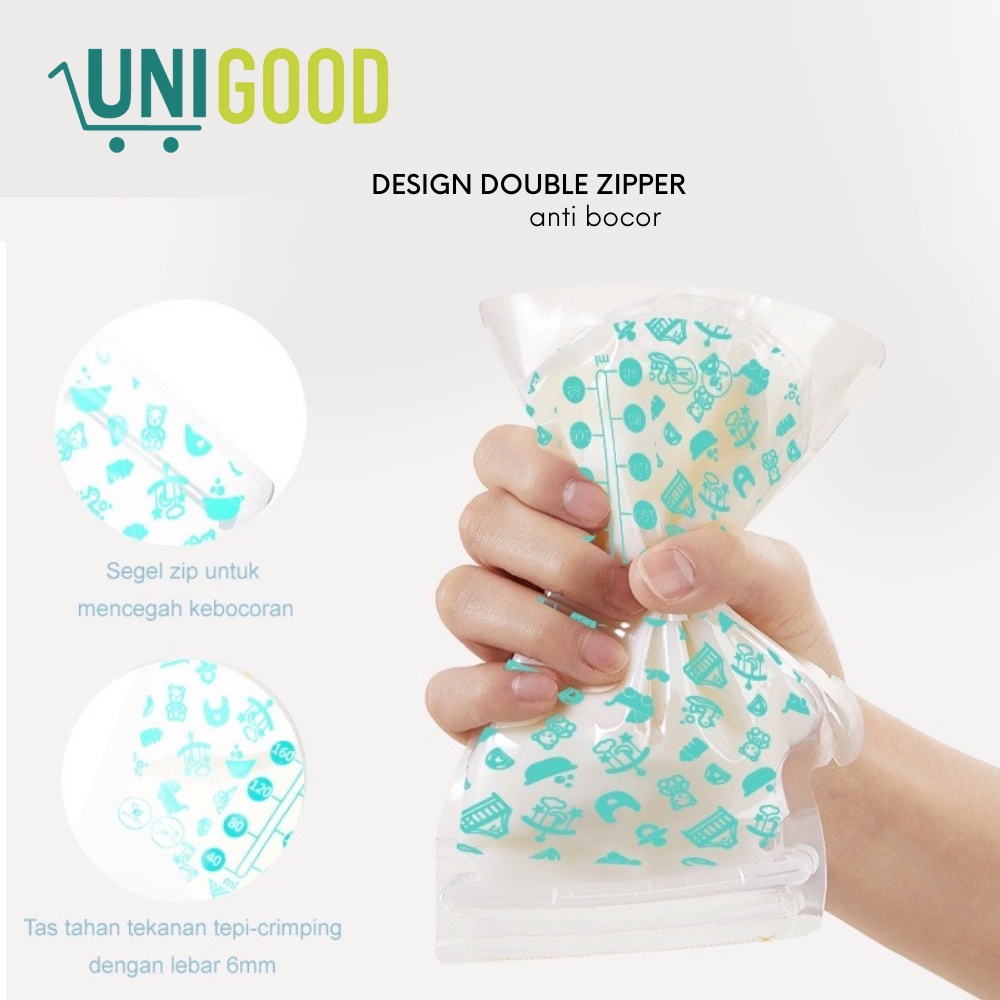 UNIGOOD - Kantong ASI Transparant 250ml BPA Free Breast Milk Storage Bag Pre-sterilized