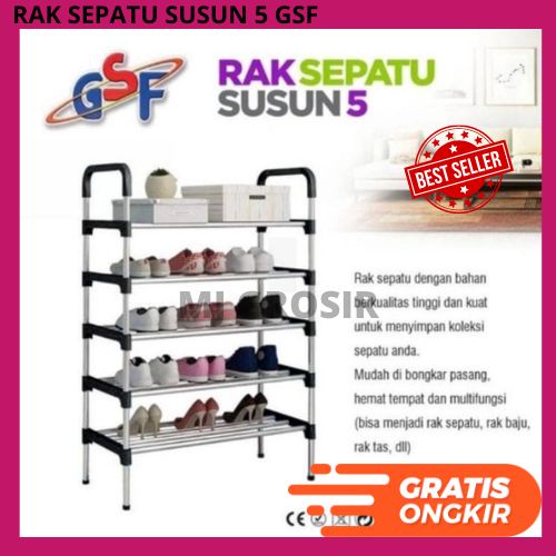 *MJ*RAK SEPATU GSF SUSUN 5 PORTABLE/TEMPAT SEPATU SUSUN STAINLES