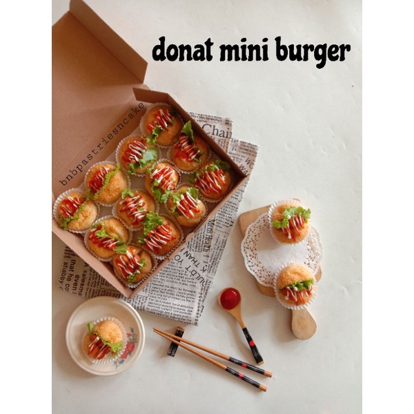 

Bnbpastriesncake Donat Mini Burger Isi 12 Tidak pedas