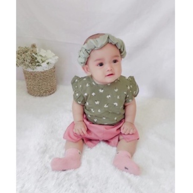 setelan rayon anak perempuan celana pendek JENNA NANA set  0 1 2 tahun baby bayi newborn