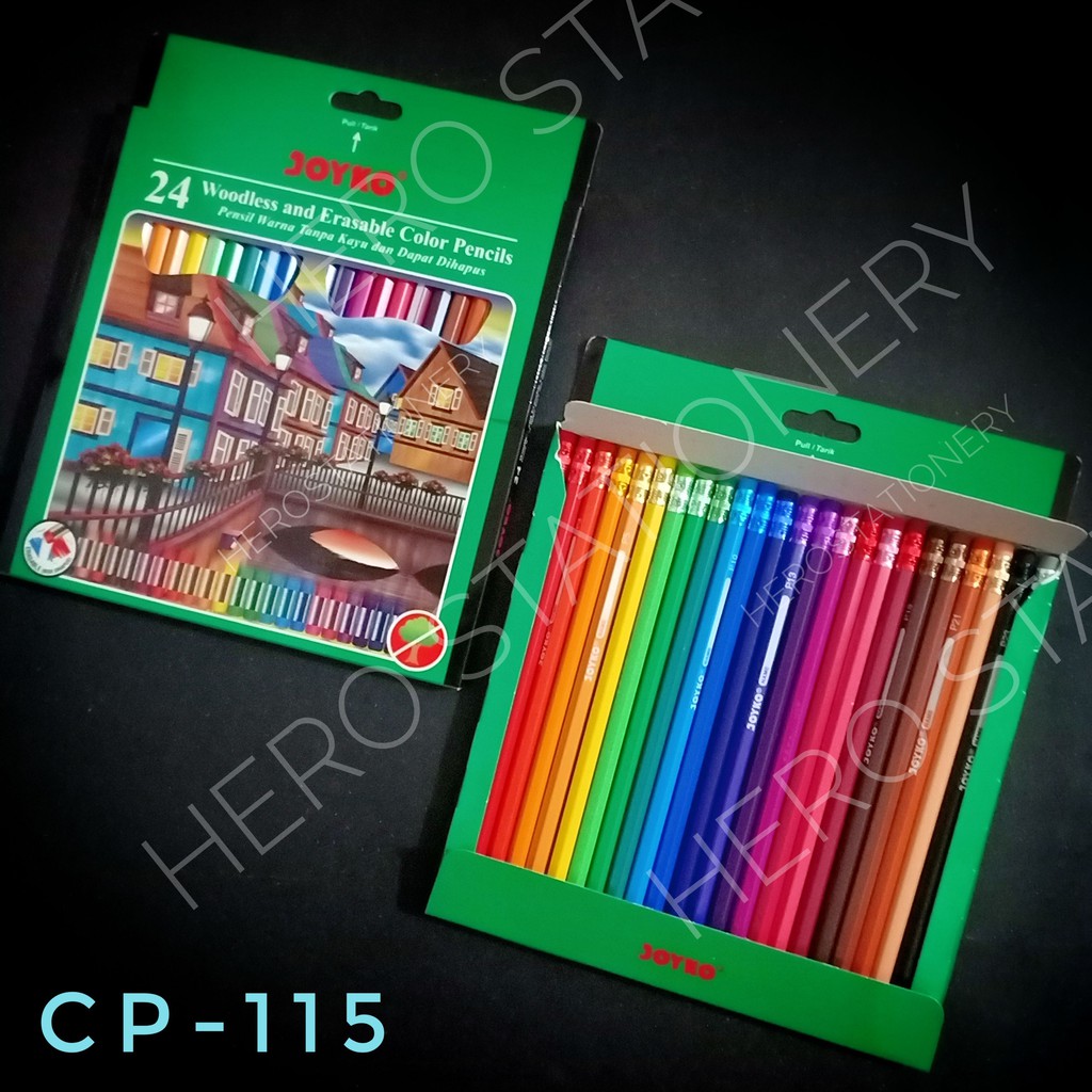 Pensil warna bisa dihapus erasable dengan penghapus joyko 24 warna CP-115-5