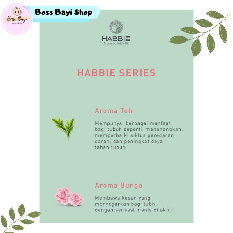 HABBIE - Aromatic Telon Oil /Minyak Telon Bayi Anak Wangi Bunga / Teh (Aromatic Flower/ Tea Series)