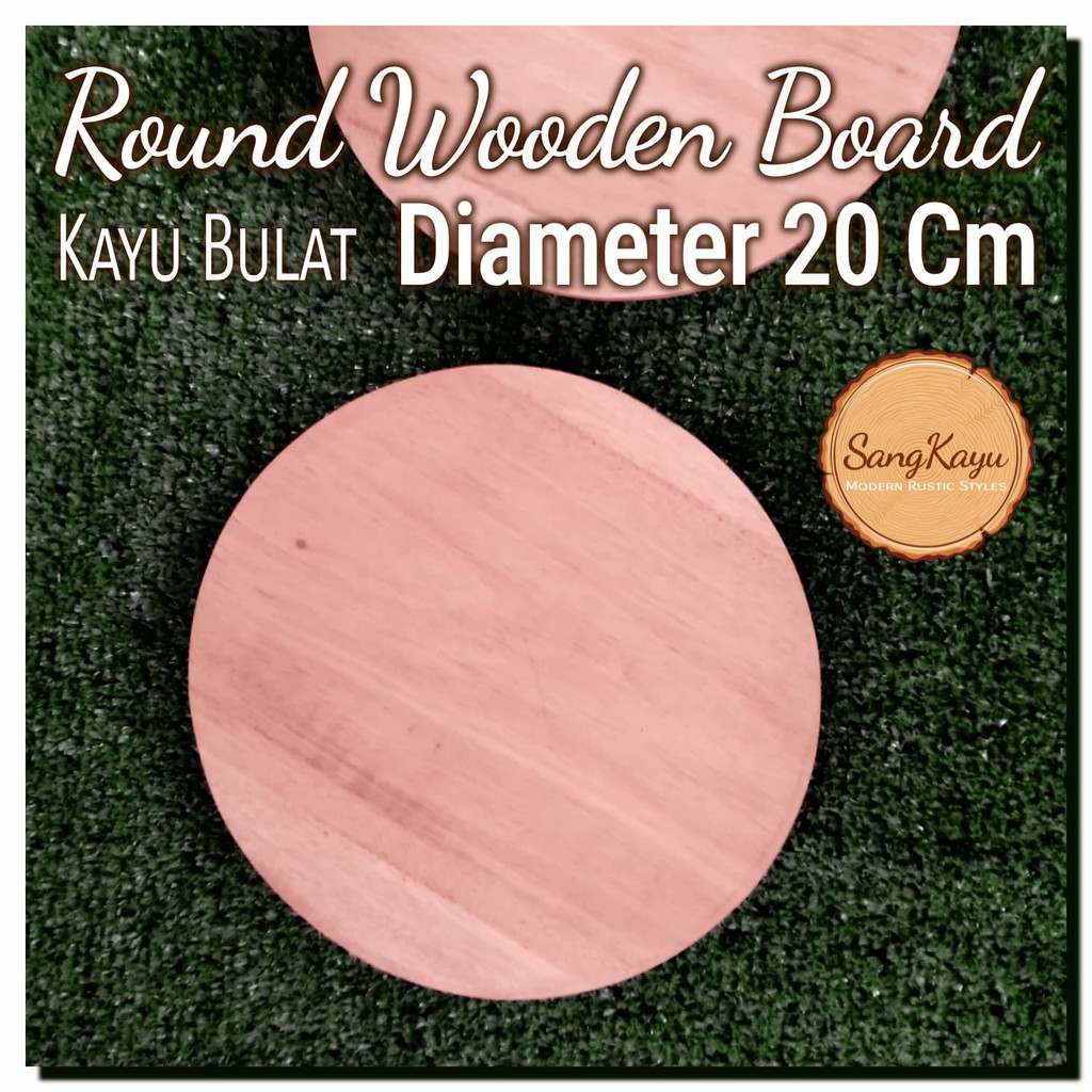 Talenan kayu bulat Diameter 20 cm Wooden cutting board nampan tray