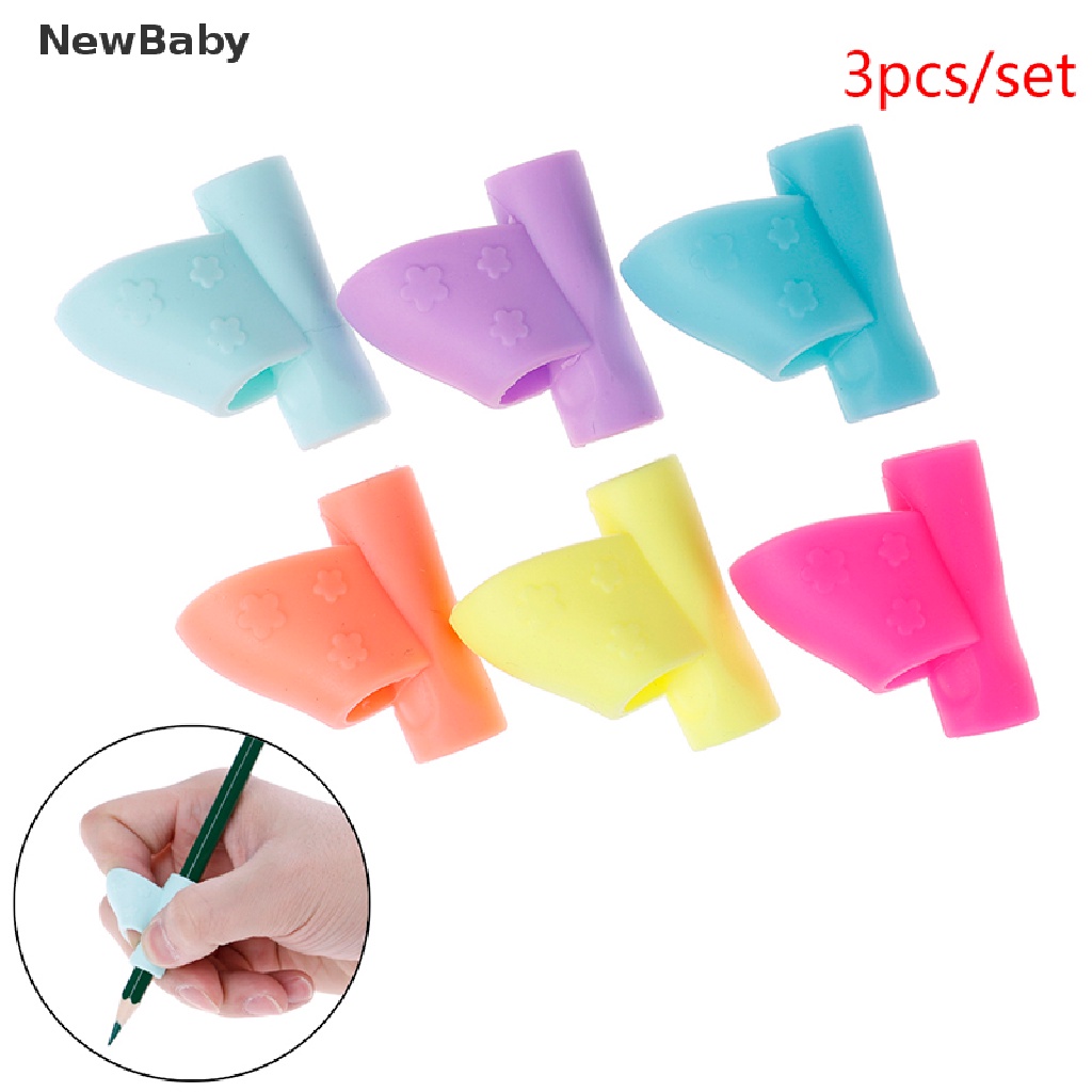 Newbaby 3pcs Alat Bantu Menulis Pensil Bahan Karet Lembut Untuk Anak